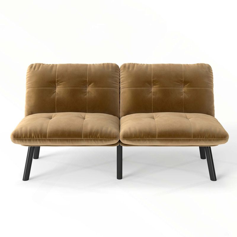 Convertible Folding Modern Sofa Bed, Brown Velvet