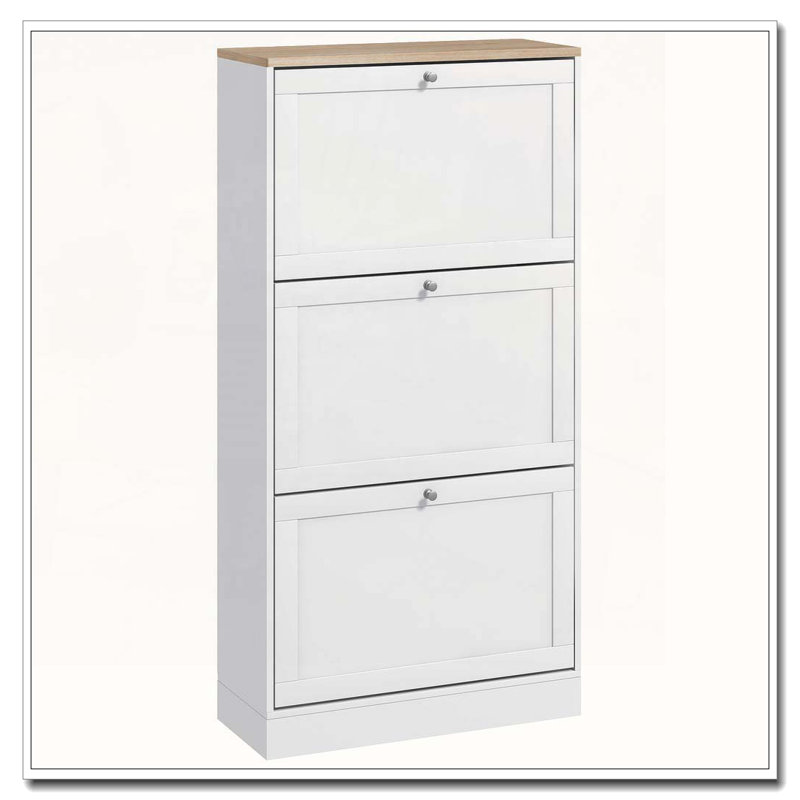 Armoire de rangement pour chaussures étroite pour le vestibule avec 3 tiroirs rabattables et étagère à chaussures réglable