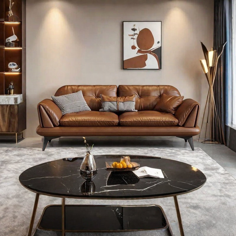 Retro oil wax leather business office sofa