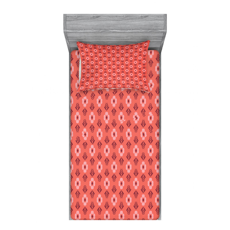 Microfiber Floral Sheet Set, Twin Sheet Set with Fitted Sheet