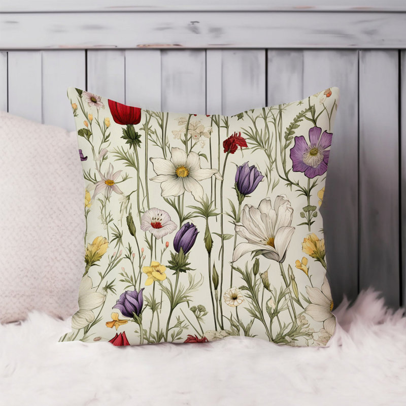 Animals William Morris Birds Damask Pattern I Cottage, 16" H x 16" W, Botanical Dreaming of Wildflowers II