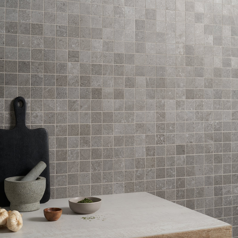 Carreau de mosaïque pour plancher et mur en porcelaine 11,81 po x 11,81 po Grava (0,96 pi2 / boîte), Fossile