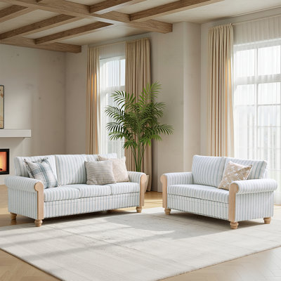Terren  Monica 2-Piece Farmhouse Living Room Set with Solid Wood Spindle Legs