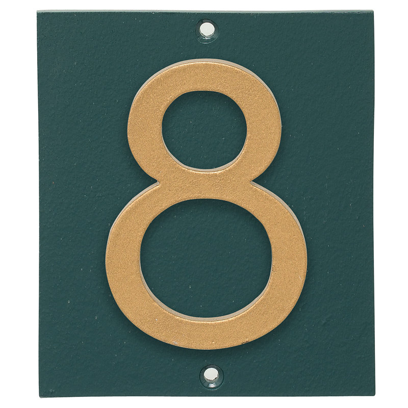 Plaque d’adresse murale sur 1 ligne flottante, Vert forêt, Or, Oui