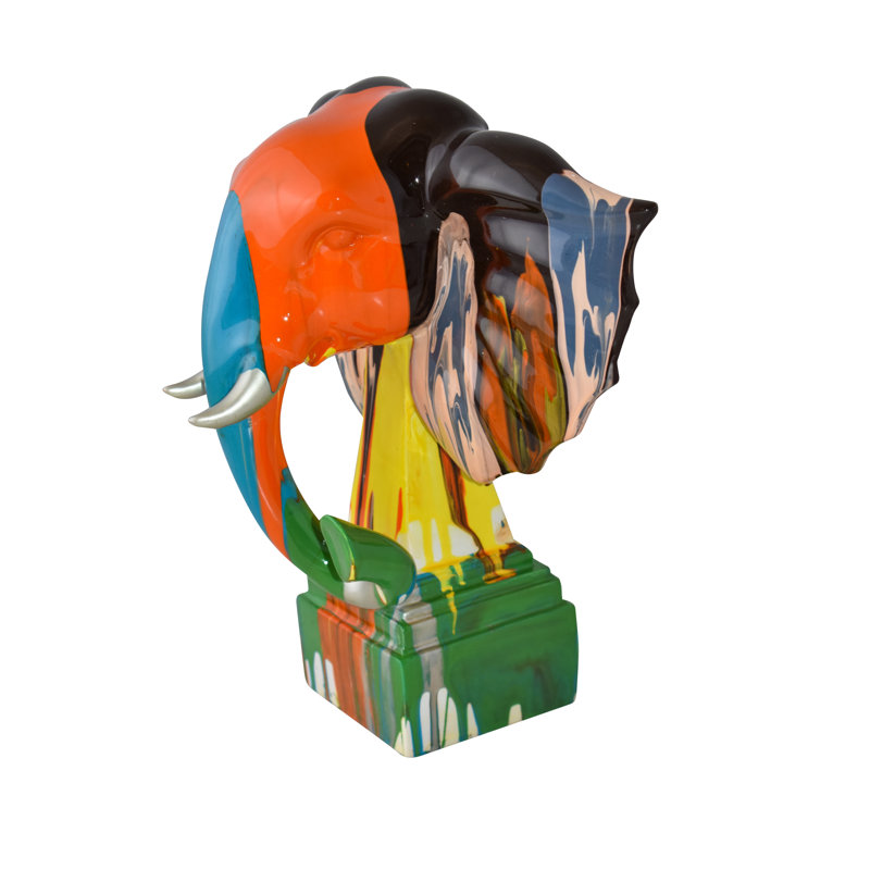 Ernestene Elephant Ears Modern Looking Multicolored Resin Statue Size: 11" x 7" x 11"H