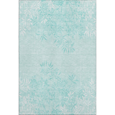 Premium Machine Washable Prisco Teal Rug