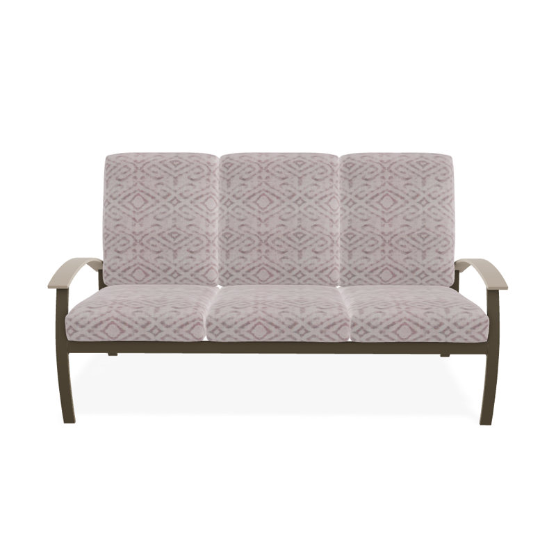 Askar 71.5'' Wide Powder Coated Aluminum Patio Sofa with Cushions, Textured Beachwood, Titan