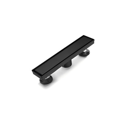 12 po Drain de douche avec panneau d'insertion de carreaux 2-en-1 avec couvercle de drain carré noir mat