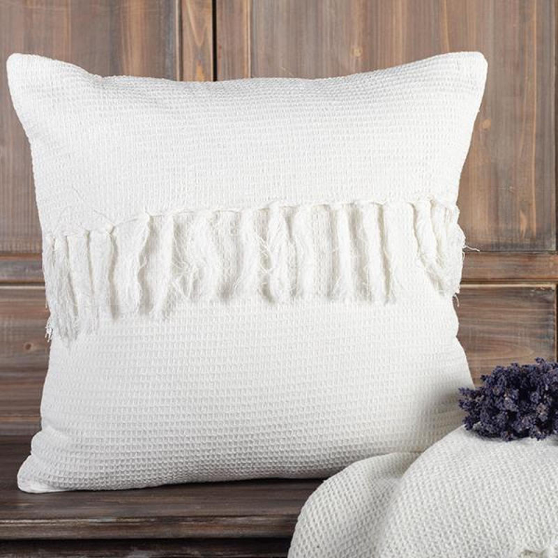Housse de coussin réversible en coton Sylvannah, Blanc