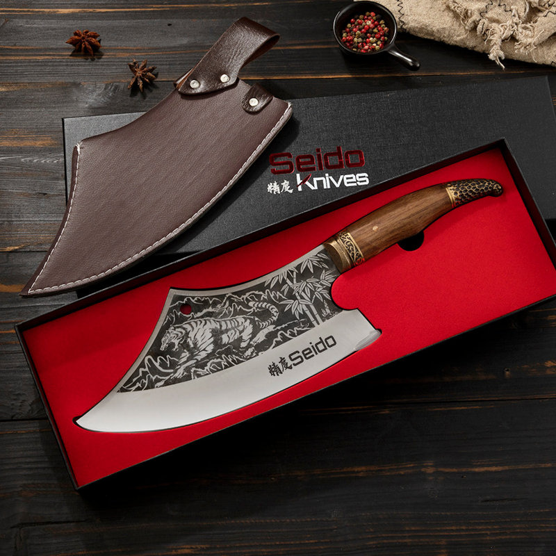 Couteau d'extérieur avec couteau en cuir composite Seido Knives