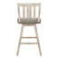 De 2 chaises pivotantes à hauteur de bar, bois d'hévéa massif, patiné, dossier à lattes verticales, mobilier de salle à manger rustique 2 bistro, sièges de salle-46122938-46122937
