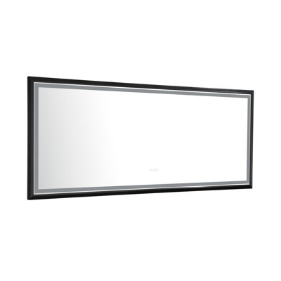  LED Bathroom Mirror With Aluminum Frame, Wall Mounted Vanity Mirror, Anti-Fog, Memory, Stepless Dimmable, Mirror