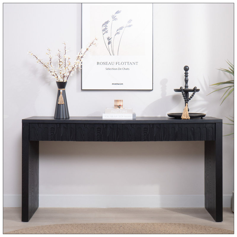 Console moderne noire à 4 tiroirs - Table d'entrée avec rangement 59,2 po, Noir