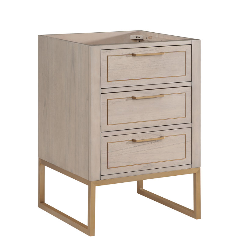 Ensemble de meuble-lavabo simple 24 po Markham, Gris cachemire, Quartz blanc, Laiton satiné