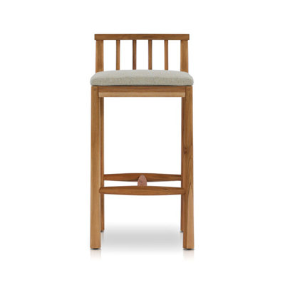 Tabouret de bar extérieur en teck rembourré Émile