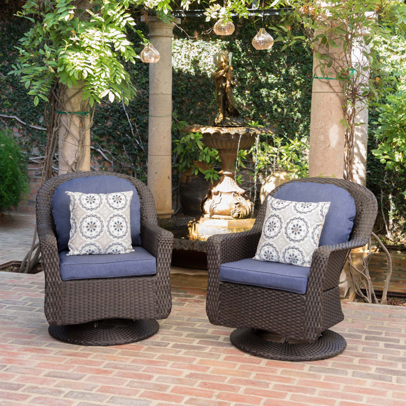 Fauteuil club pivotant, Bleu / brun foncé