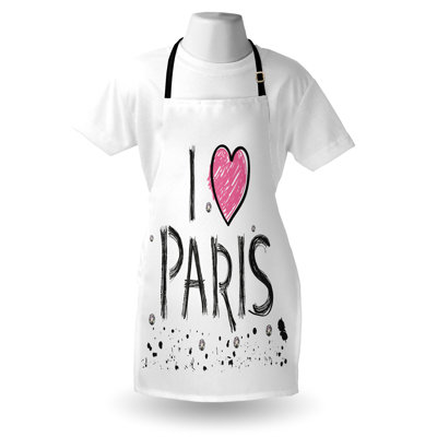 Tablier Hokku Designs Tour Eiffel unisexe I Love Paris taille adulte rose gris anthracite