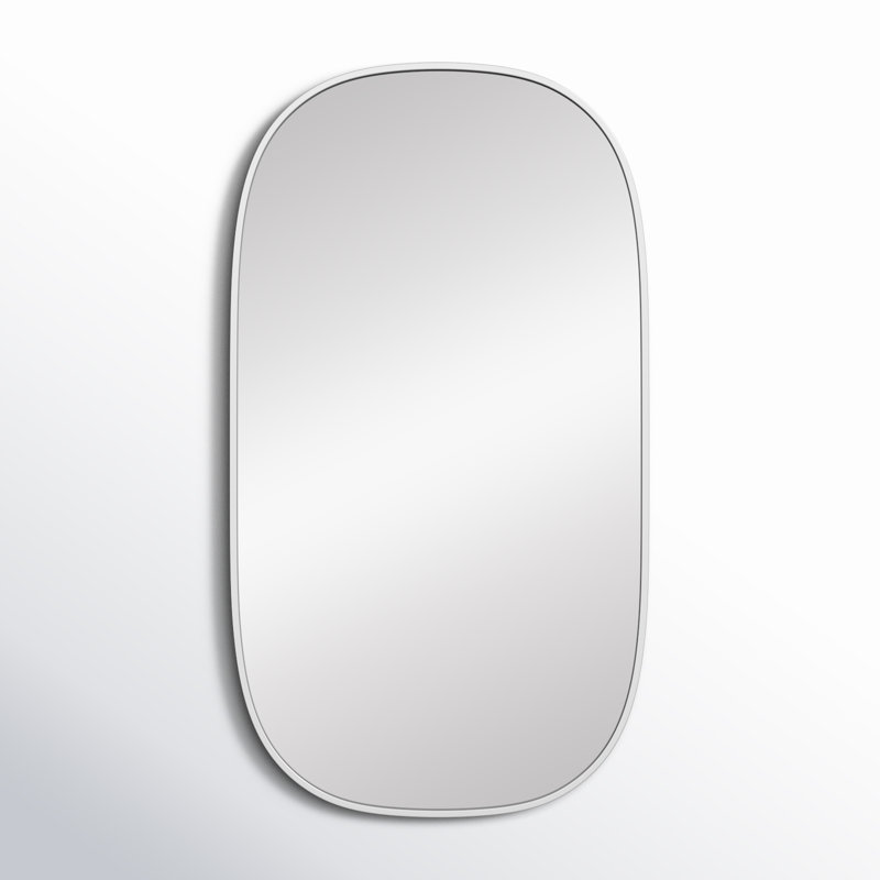 Sabine Metal Curved Oval Wall Mirror, Silver, 36" x 20"
