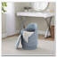 Tabouret de coiffeuse rembourré avec pivot - tissu bleu clair - couvercle de rangement amovible-431490788
