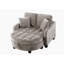 Canapé à deux places avec méridienne, accoudoirs irréguliers, repose-pieds de rangement et coussins décoratifs - brun-1846087637