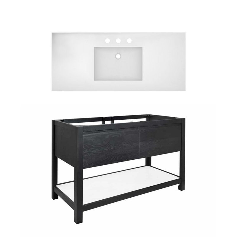 Solace 49" Single Bathroom Vanity Set, Midnight Oak, Pearl
