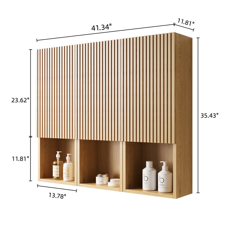 Armoire murale de salle de bain de 41 po, composée de 3 armoires avec portes et compartiments ouverts, qui peut être utilisée en combinaison ou individuellement, convenant à la salle de bain, etc.