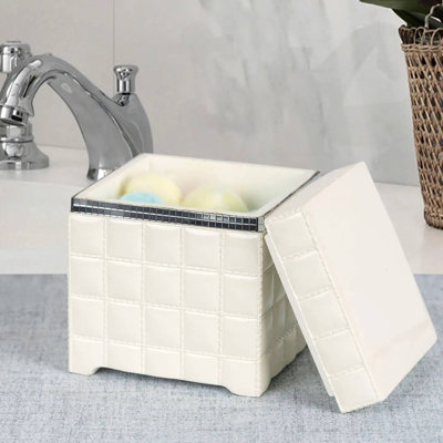 Meuble-lavabo Oneita | Rangement élégant pour les cotons-tiges, les balles, les éponges et les sels de bain | Pot décoratif pour salle de bain, chambre à coucher