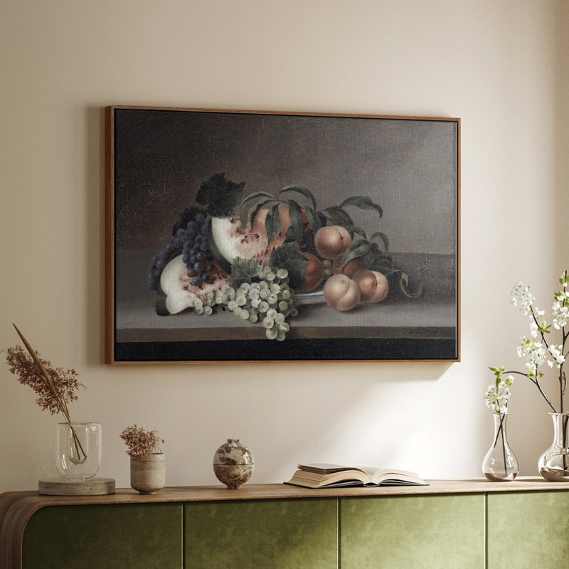 Botanique rétro - XL, Toile encadrée noyer flottant, H 27 po x l 41 po x P 2 po