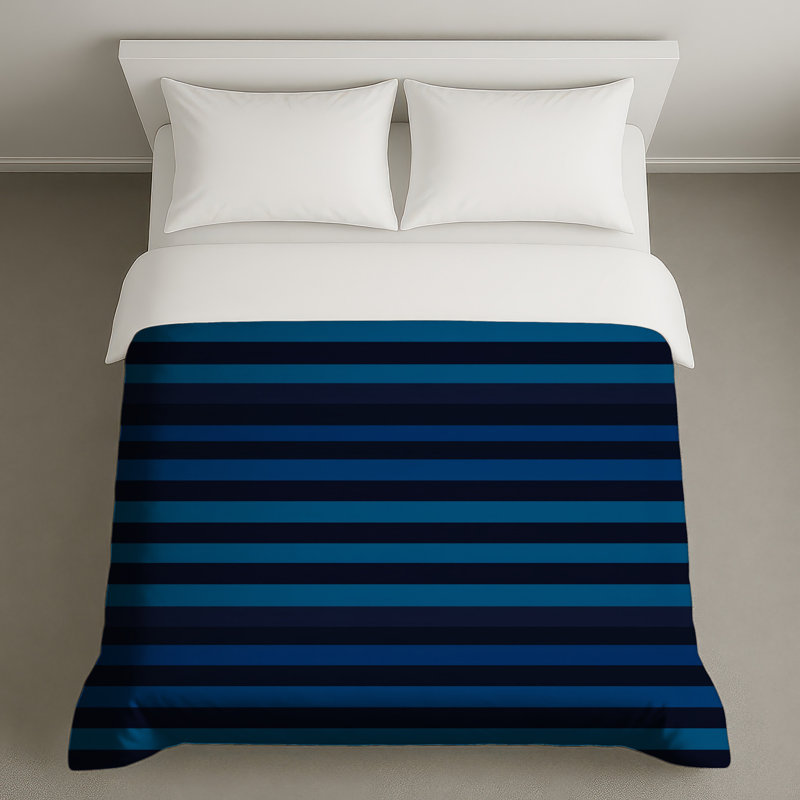 Housse de couette à rayures moderne, Housse de couette pour grand lit, Rayures bleues