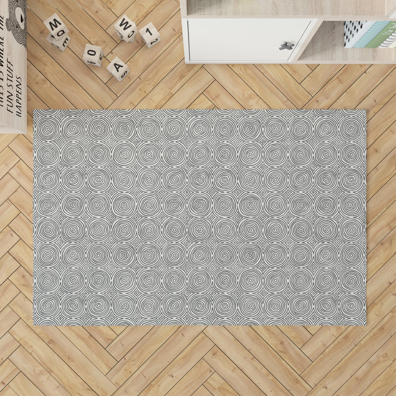 Rolling Circles Activity Mat, Ivory/Charcoal, Rectangle 2' x 3'