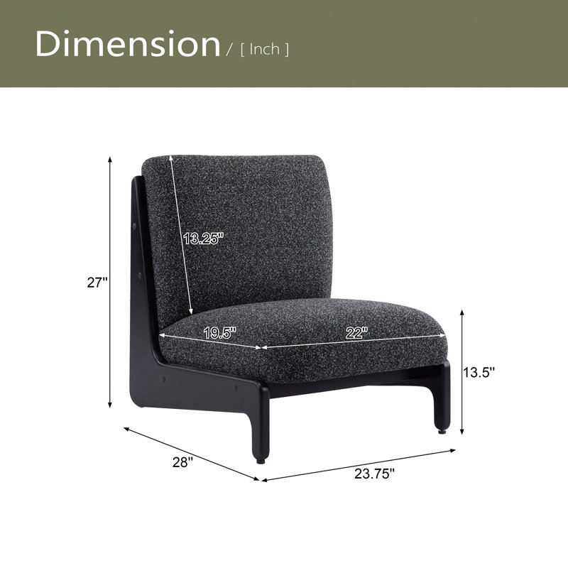 Chaise d'appoint avec structure en bois massif, Noir, Noir