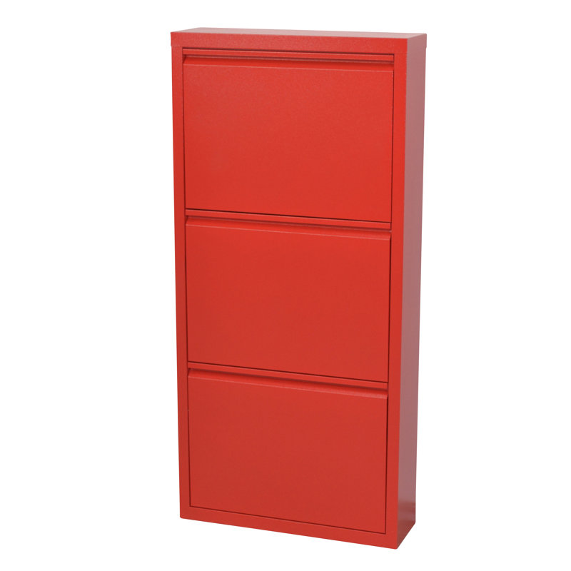 9 Pair Shoe Storage Cabinet, Red