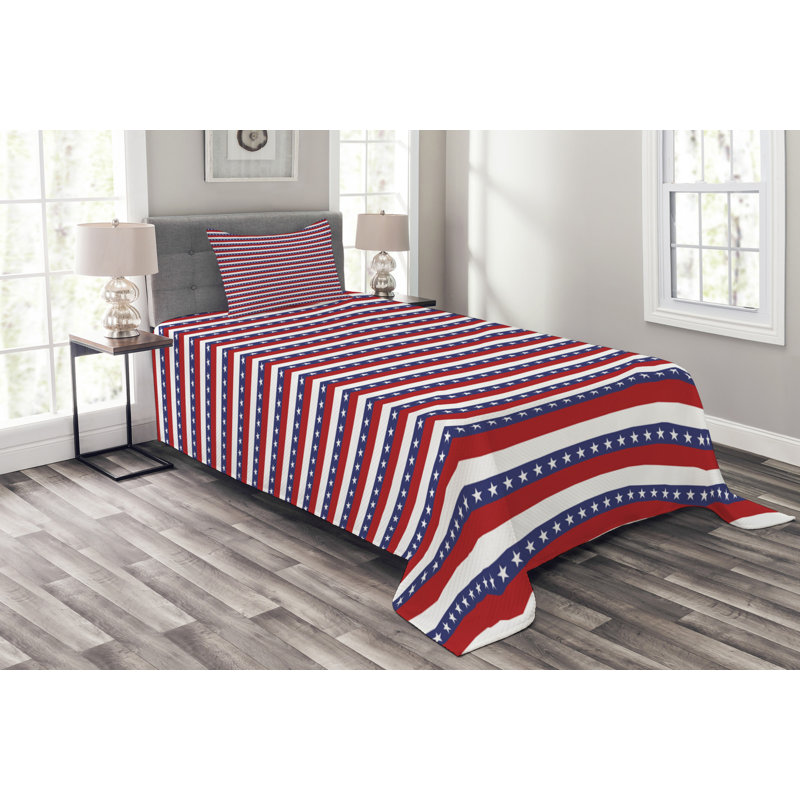Afke Polyester Striped Bedspread with Pillow Shams, 170 x 220 cm Bedspread - 1 Sham
