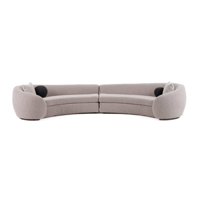 Kilmer Upholstered Curved Sectional Symmetrical, Medium Gray Polyester