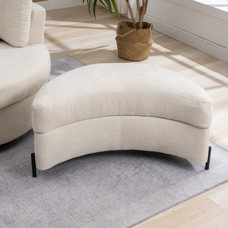 Achorn 32.8" W Upholstered Storage Ottoman, Beige Chenille