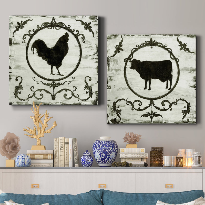 Berkshire Rooster - ensemble de 2 impressions sur toile, H 10 po x l 20 po x P 1 po, Toile tendue