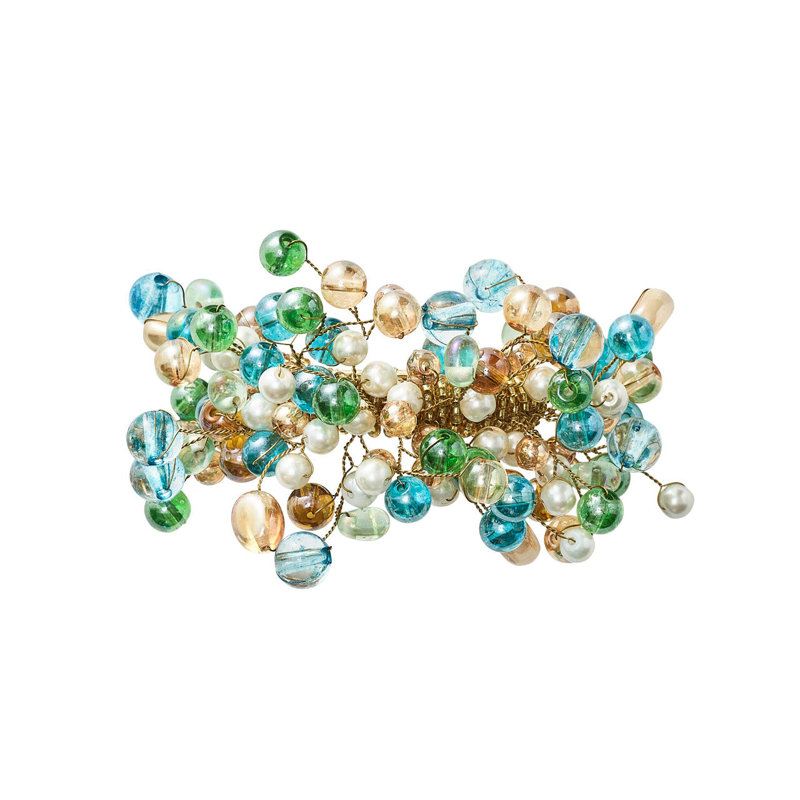 Spritz Napkin Ring, Natural/Seafoam