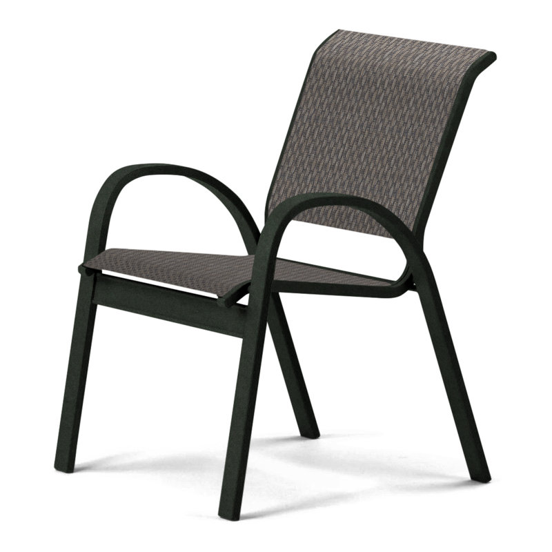 Aruba 1 Outdoor Dining Armchair, Textured Snow, Coffee Bean