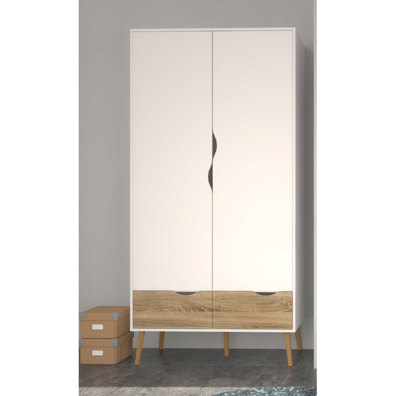Caslynn 2 Door Manufactured Wood Wardrobe, White/Brown