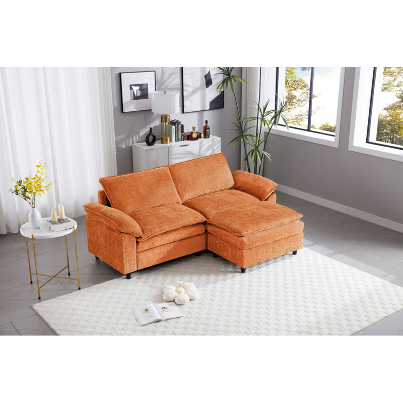 Canapé moderne avec repose-pieds avec repose-pieds, canapé modulaire 2 places avec assise profonde, canapés en nuage avec coussins décoratifs