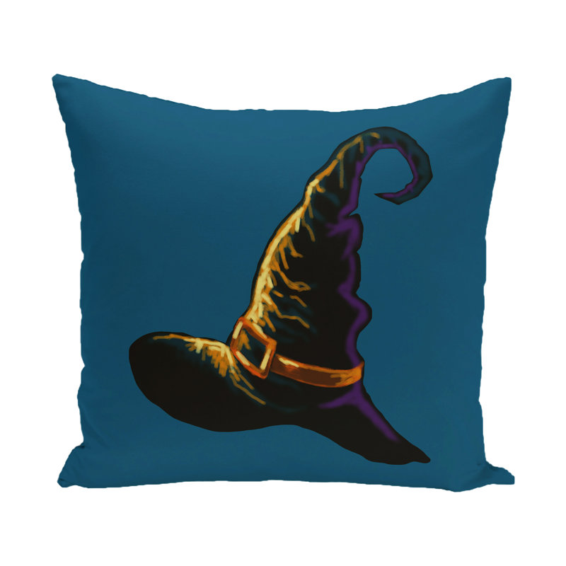 Housse de coussin carré d’extérieur à imprimé de fêtes de sorcellerie/insert, Noir, H 20 po x l 20 po