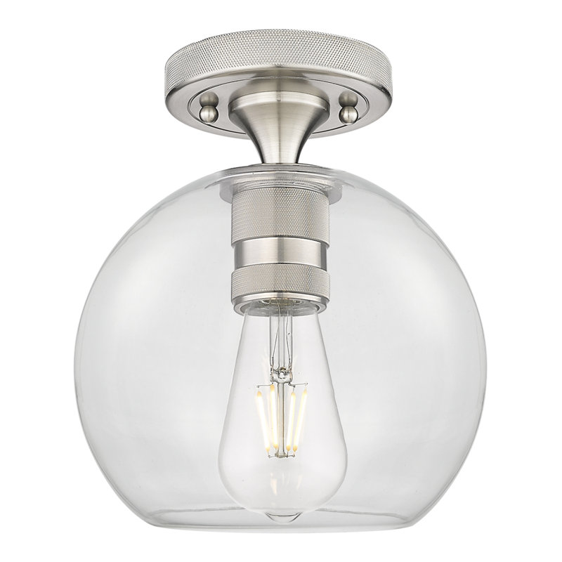 Downtown Urban - Kennedy - 1 Light 8" Athens Flush Mount - - Clear Shade, Satin Nickel