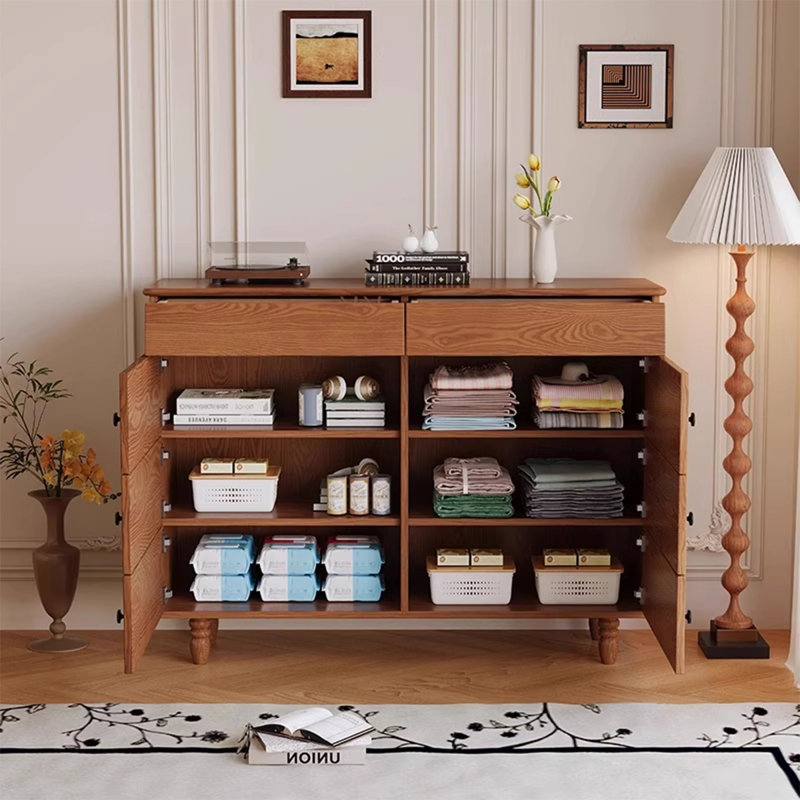 Buffet décoratif Mid-Century en bois massif deux tons