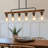 Farmhouse Wood  Chandelier, 6-Light Dining Room Light Fixture Over Table,Rustic Chandeliers for Dining Light with Seeded Glass Shade -1701688818