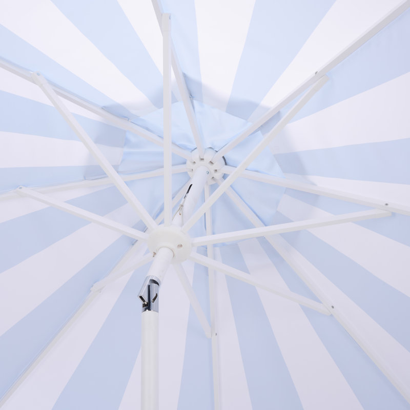 Mezze 9 Ft Crank Umbrella, Baby Blue Stripe