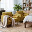 Fauteuil club capitonné en chenille à accoudoirs carrés avec 2 coussins-1509266298