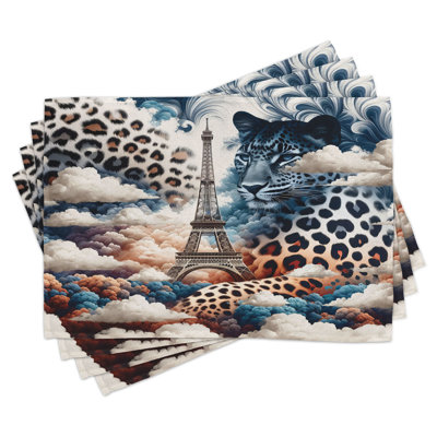 Polyester Night Blue Rust Eggshell Rectangle Placemat