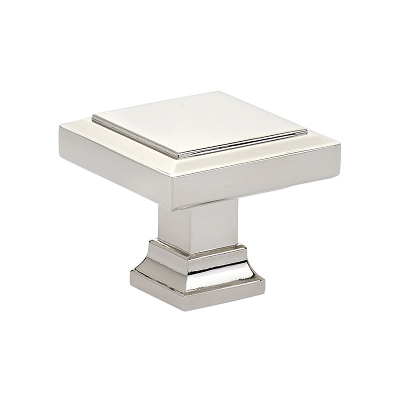 Oversized 1 1/4" Length Square Knob, 1.625" H x 1.625" W x 1.38" D, Polished Nickel