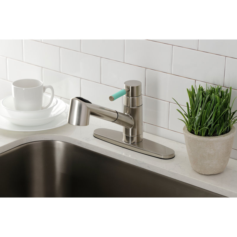 Robinet de cuisine à poignée simple kaiser pull out Gourmetier, Nickel brossé