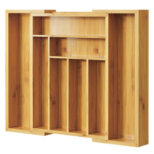 Organisateur de tiroir à couverts en bambou extensible, plateau à ustensiles de cuisine réglable pour fourchettes, cuillères et couteaux, porte-couverts en bois pour la chambre à coucher et le salon
